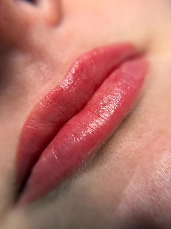 Close-up of lip blush